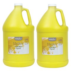 Little Masters Tempera Paint, Yellow, Gallon, Pack of 2