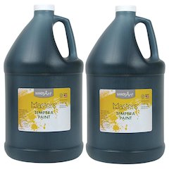 Little Masters Tempera Paint, Black, Gallon, Pack of 2