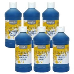 Little Masters Washable Tempera Paint, Blue, 16 oz., Pack of 6