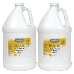 Little Masters Washable Tempera Paint, White, Gallon, Pack of 2