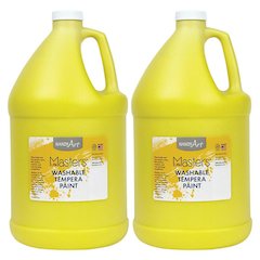Little Masters Washable Tempera Paint, Yellow, Gallon, Pack of 2