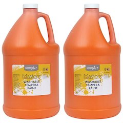 Little Masters Washable Tempera Paint, Orange, Gallon, Pack of 2