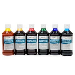 Washable Liquid Watercolors, 8 oz., Primary Colors, Set of 6