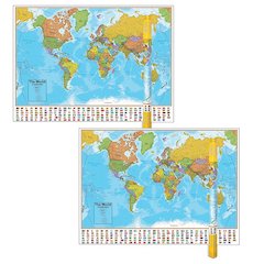 Blue Ocean Series World Laminated Wall Map, 38" x 51", Pack of 2