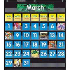 Monthly Calendar Pocket Chart with Cards, Black