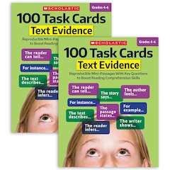 100 Task Cards: Text Evidence Text Activity Book, Pack of 2