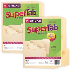 SuperTab File Folder, Letter Size, Manila, 24 Per Pack, 2 Packs