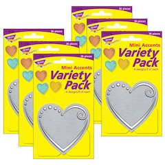 I Love Metal Hearts Mini Accents Variety Pack, 36 Per Pack, 6 Packs