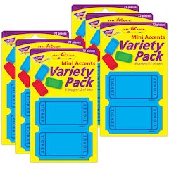 Winning Tickets Mini Accents Variety Pack, 72 Per Pack, 6 Packs