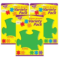 Puzzle Pieces Classic Accents Variety Pack, 36 Per Pack, 6 Packs