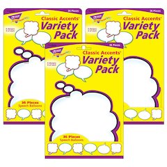 Speech Balloons Classic Accents Variety Pack, 36 Per Pack, 3 Packs