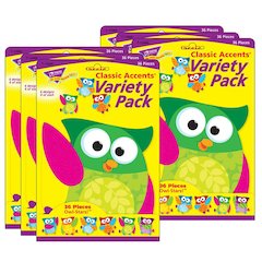 Owl-Stars! Classic Accents Variety Pack, 36 Per Pack, 3 Packs