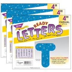 Blue Sparkle 4" Casual Uppercase Ready Letters, 71 Per Pack, 3 Packs