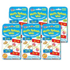Math Splash War Addition & Subtraction Challenge Cards, 6 Packs