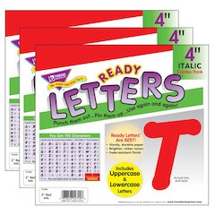 Red 4" Italic Combo Ready Letters, 193 Per Pack, 3 Packs