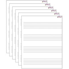 Music Staff Paper Wipe-Off Chart, 17" x 22", Pack of 6