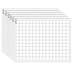 Graphing Grid (Small Squares) Wipe-Off Chart, 17" x 22", Pack of 6