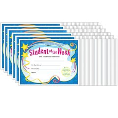 Student of The Week Colorful Classics Certificates, 30 Per Pack, 6 Packs
