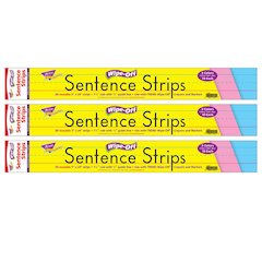 Multicolor Wipe-Off Sentence Strips, 24", 30 Per Pack, 3 Packs