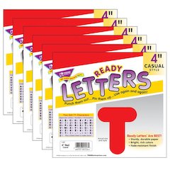 Red 4" Casual Uppercase Ready Letters, 6 Packs