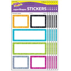 Color Harmony Painted Labels superShapes Stickers - Large, 24 Per Pack, 6 Packs
