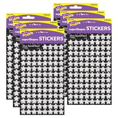 Silver Sparkle Stars superShapes Stickers-Sparkle, 400 Per Pack, 6 Packs