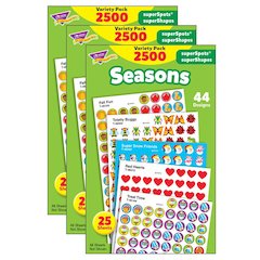 Seasons superSpots/superShapes Variety Pack, 2500 Per Pack, 3 Packs