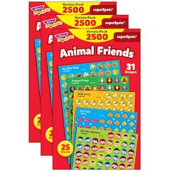 Animal Friends superSpots Stickers Variety Pack, 2500 Per Pack, 3 Packs