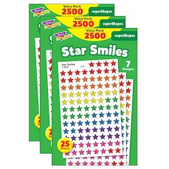 Star Smiles superShapes Stickers Value Pack, 2500 Per Pack, 3 Packs