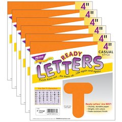 Orange 4" Casual Uppercase Ready Letters, 6 Packs
