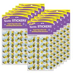 Buzzing Bumblebees Sparkle Stickers, 72 Per Pack, 12 Packs