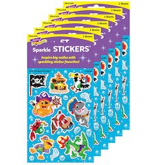 Fish Pirates & Crew Sparkle Stickers, 32 Per Pack, 6 Packs