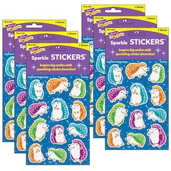 Colorful Hedgehogs Sparkle Stickers, 24 Per Pack, 6 Packs