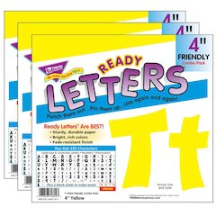 Yellow 4" Friendly Combo Ready Letters, 3 Packs