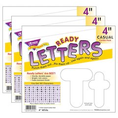 White 4-Inch Casual Uppercase/Lowercase Pack Ready Letters 182 Per Pack, 3 Packs