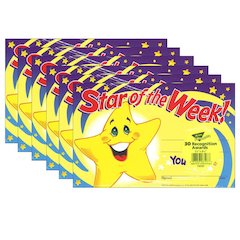 Star of the Week! Recognition Awards, 30 Per Pack, 6 Packs