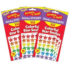 Colorful Star Smiles Stinky Stickers Variety Pack, 432 Per Pack, 3 Packs