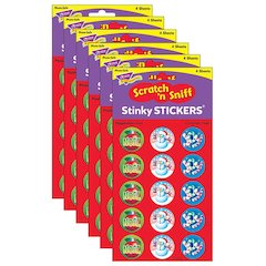 Christmas/Peppermint Stinky Stickers, 60 Per Pack, 6 Packs