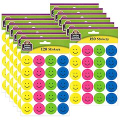 Happy Faces Stickers, 120 Per Pack, 12 Packs