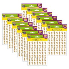 Gold Stars Foil Stickers, 294 Per Pack, 12 Packs