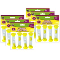 Sand Timers, Small, 3 Minute, 4 Per Pack, 6 Packs