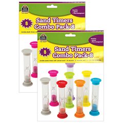Small Sand Timers Combo, Assorted Colors & Times, 8 Per Pack, 2 Packs