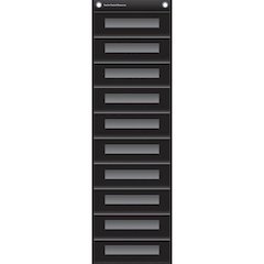 File Storage Pocket Chart, 10 Pockets, Black, 14" x 58"