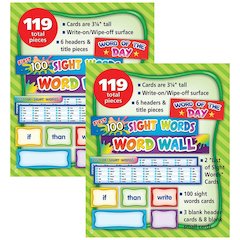 First 100 Sight Words Pocket Chart Cards, 119 Pieces Per Pack, 2 Packs