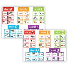 Short Vowels Pocket Chart Cards, 205 Pieces Per Pack, 2 Packs