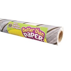 Better Than Paper Bulletin Board Roll, Herringbone White Wood Design, Pack of 4