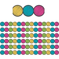 Chalkboard Brights Circles Die-Cut Border Trim, 35 Feet Per Pack, 6 Packs