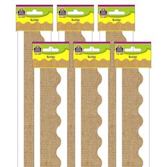 Burlap Design Scalloped Border Trim, 35 Feet Per Pack, 6 Packs