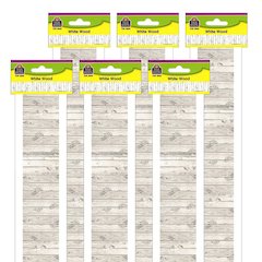 White Wood Design Straight Border Trim, 35 Feet Per Pack, 6 Packs