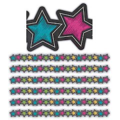 Chalkboard Brights Stars Die-Cut Border Trim, 35 Feet Per Pack, 6 Packs